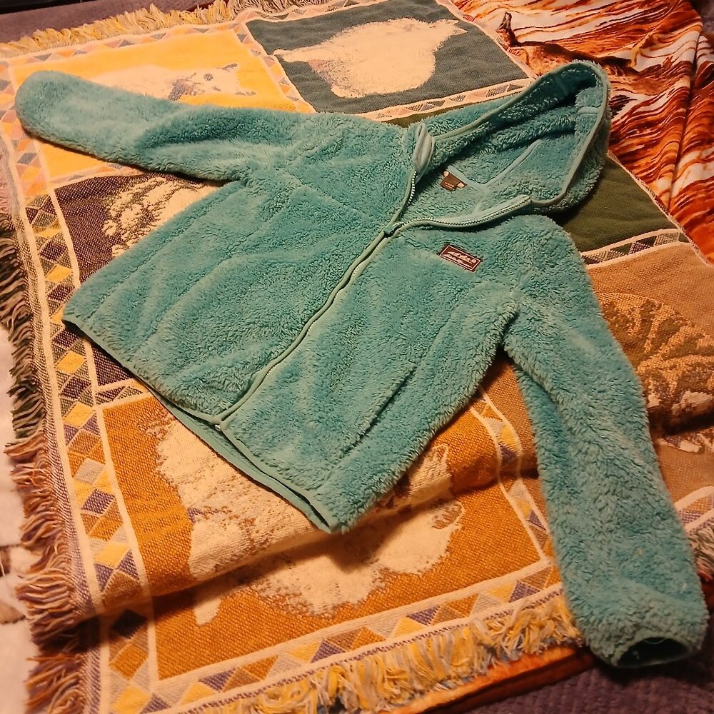Eddie Bauer Girls Small S 7/8 Teal Faux Sherpa Jacket